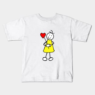 Cute Girl with Heart Kids T-Shirt